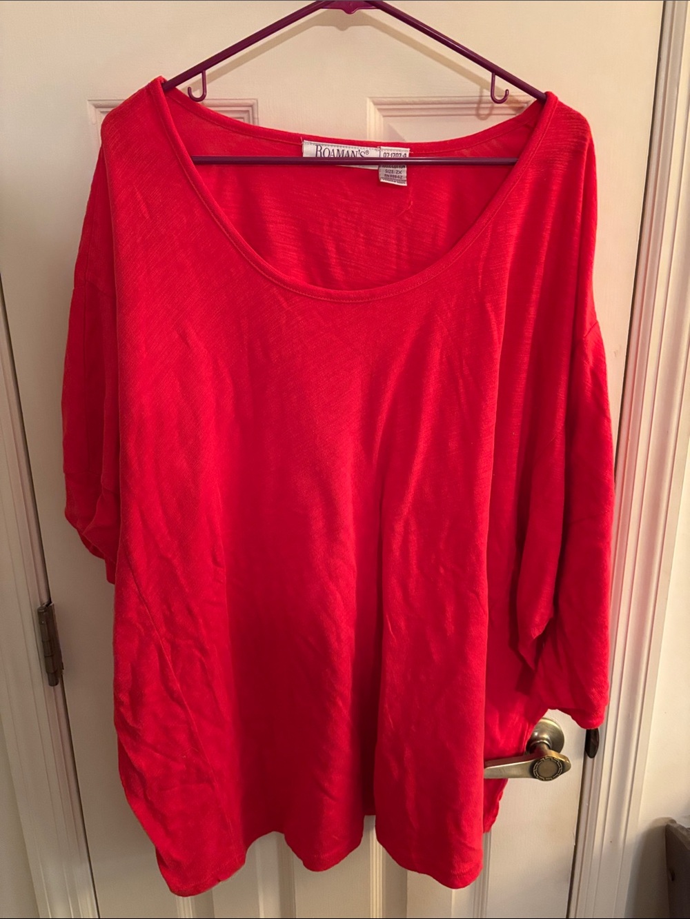 Roaman's Bright Red Scoop Neck Short Sleeve Tee